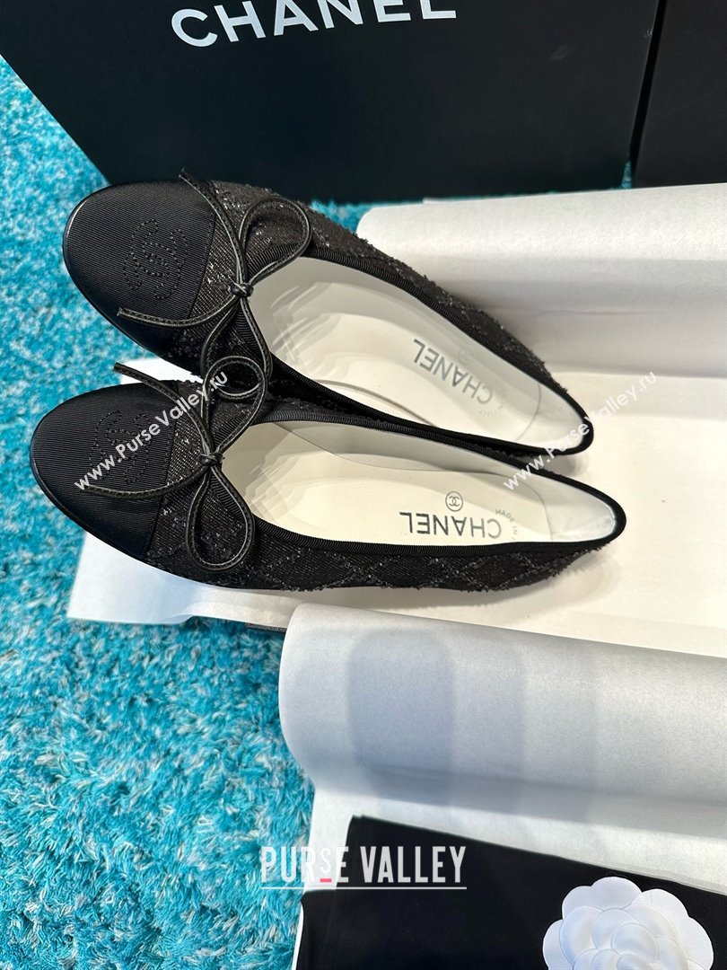 Chanel Denim Grosgrain Ballet Flats CHB070726 Black 2025 (MD-25070826)