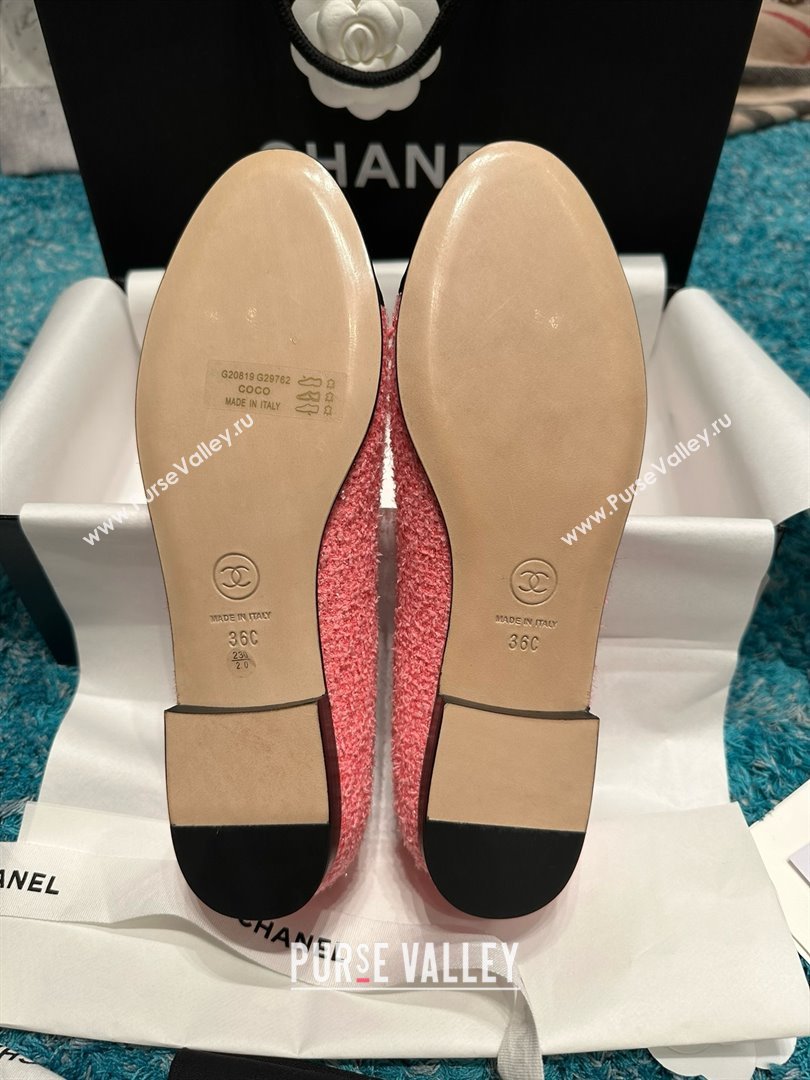 Chanel Tweed Grosgrain Ballet Flats CHB070727 Pink/Black 2025 (MD-25070827)
