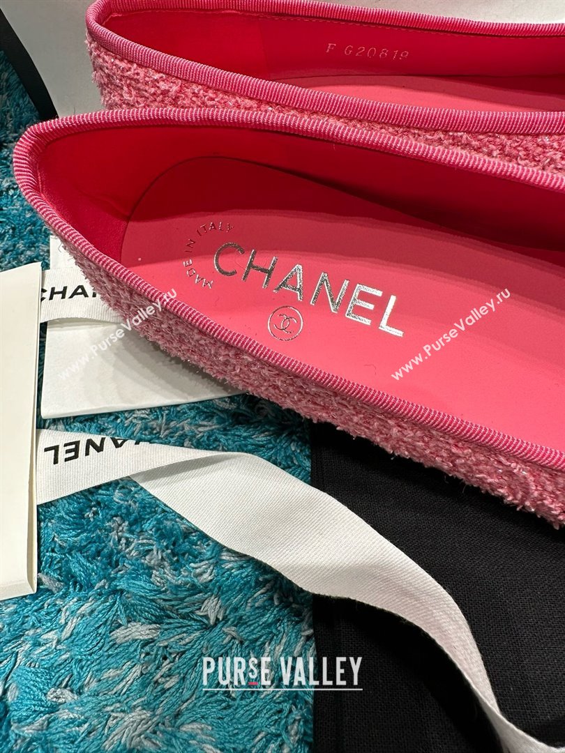 Chanel Tweed Grosgrain Ballet Flats CHB070727 Pink/Black 2025 (MD-25070827)