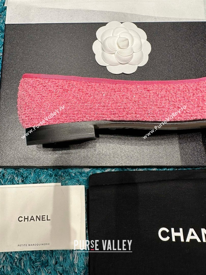 Chanel Tweed Grosgrain Ballet Flats CHB070727 Pink/Black 2025 (MD-25070827)