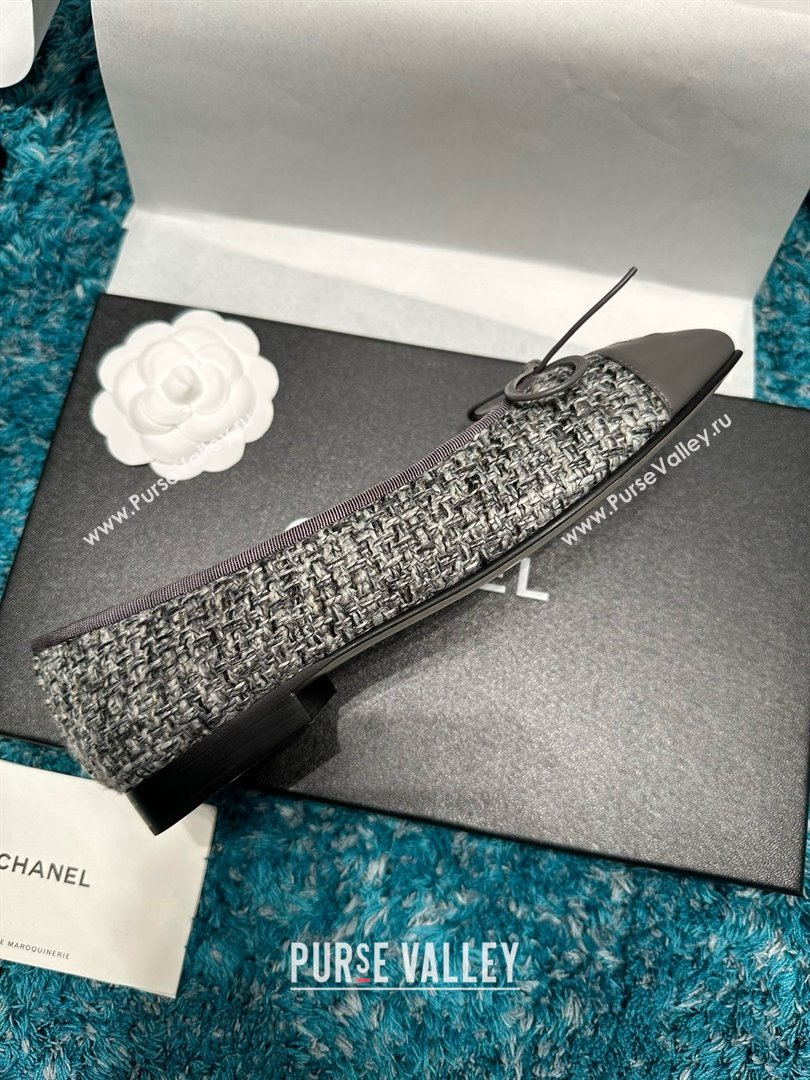 Chanel Tweed Lambskin Ballet Flats CHB070727 Grey 2025 (MD-25070727)