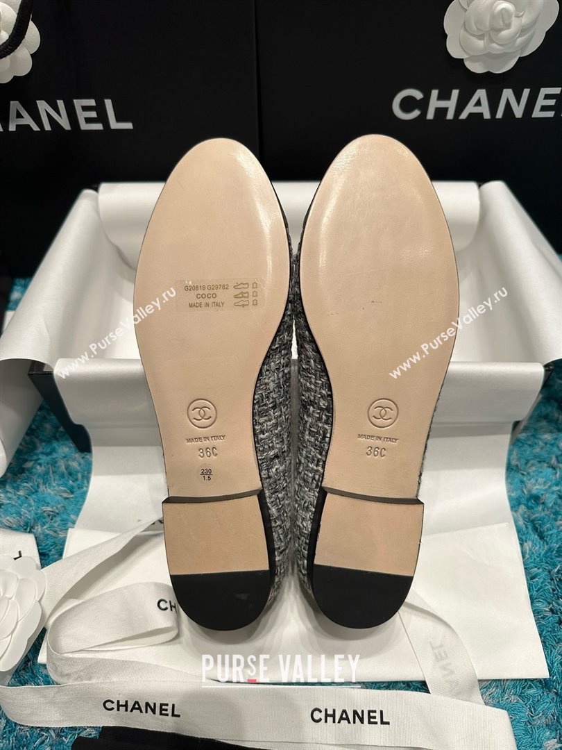 Chanel Tweed Lambskin Ballet Flats CHB070727 Grey 2025 (MD-25070727)