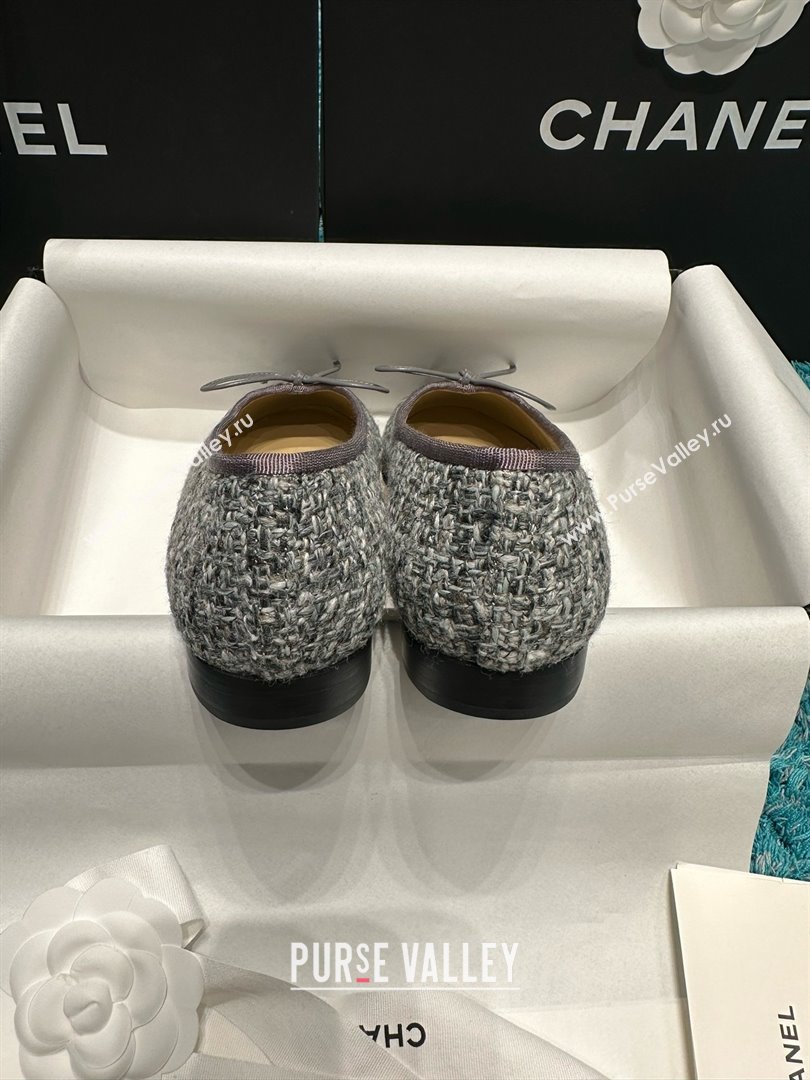 Chanel Tweed Lambskin Ballet Flats CHB070727 Grey 2025 (MD-25070727)