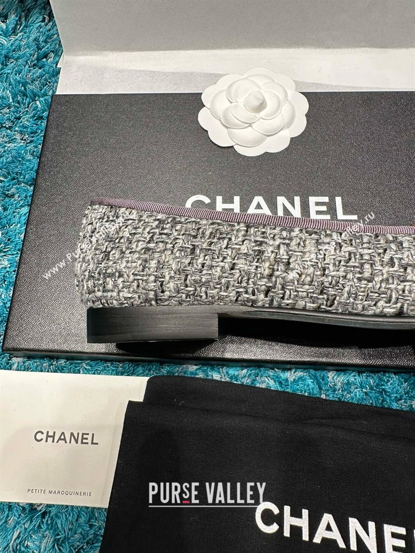 Chanel Tweed Lambskin Ballet Flats CHB070727 Grey 2025 (MD-25070727)