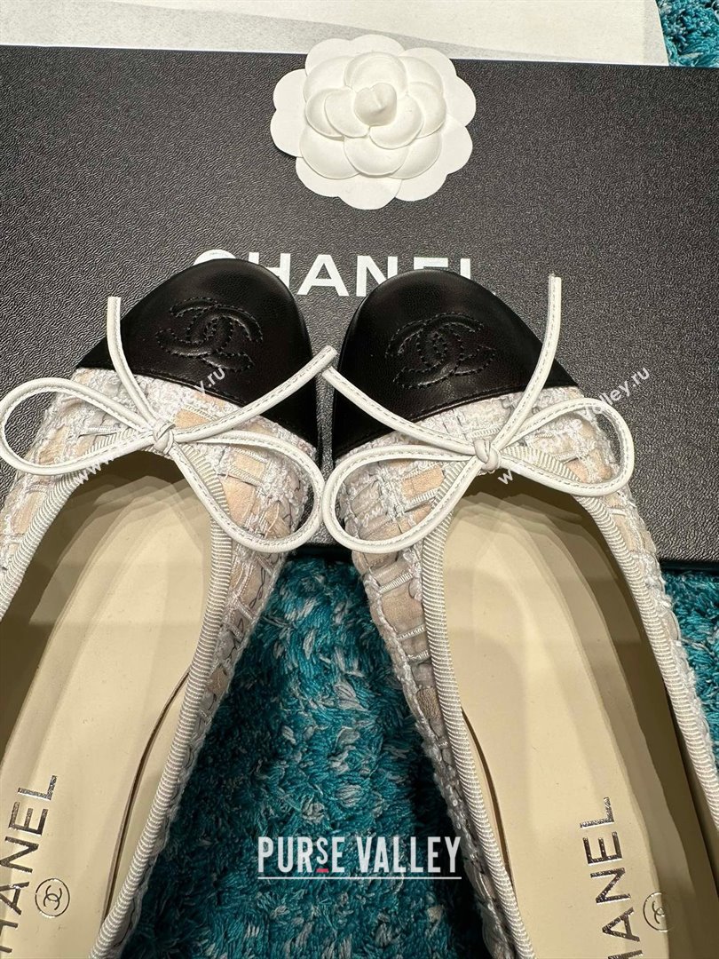 Chanel Tweed Lambskin Ballet Flats CHB070728 Beige/Black 2025 (MD-25070728)
