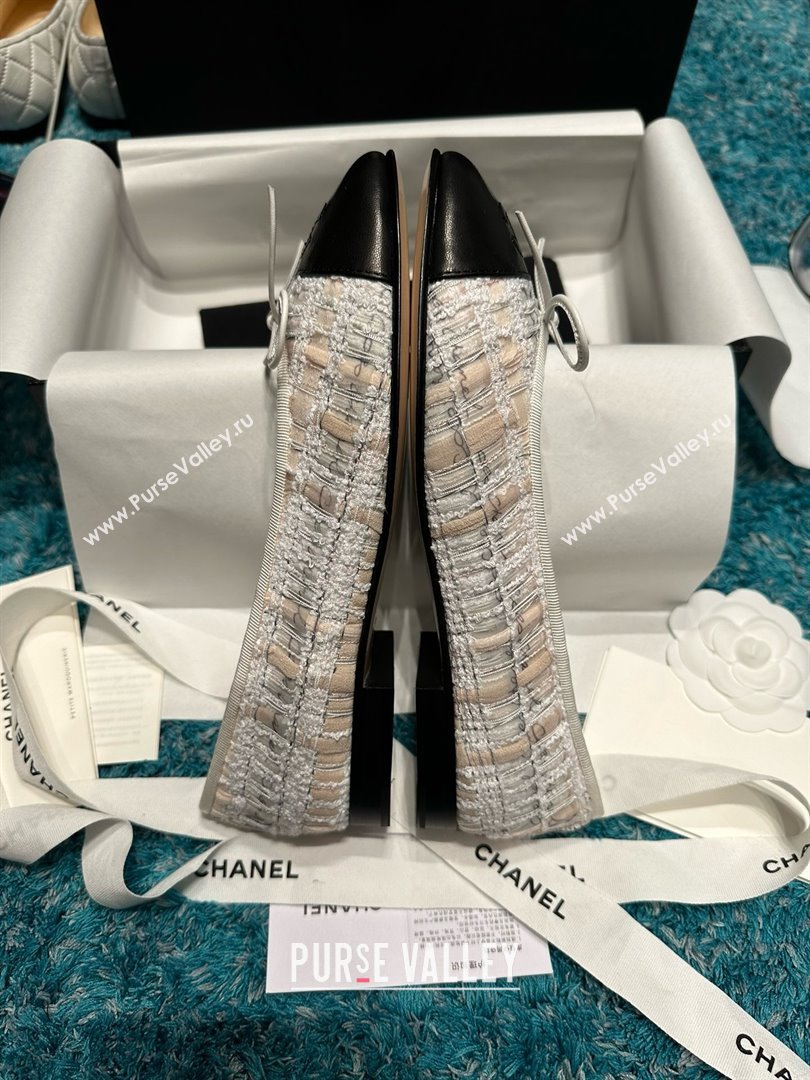 Chanel Tweed Lambskin Ballet Flats CHB070728 Beige/Black 2025 (MD-25070728)