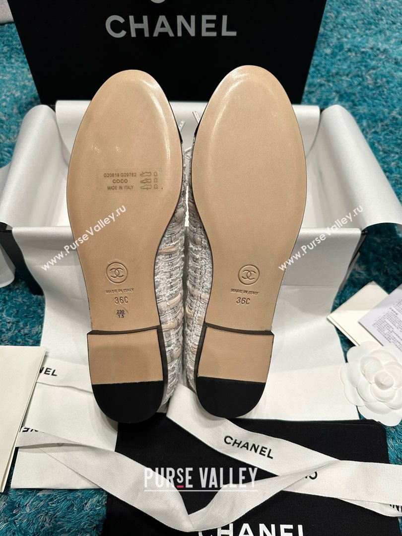 Chanel Tweed Lambskin Ballet Flats CHB070728 Beige/Black 2025 (MD-25070728)