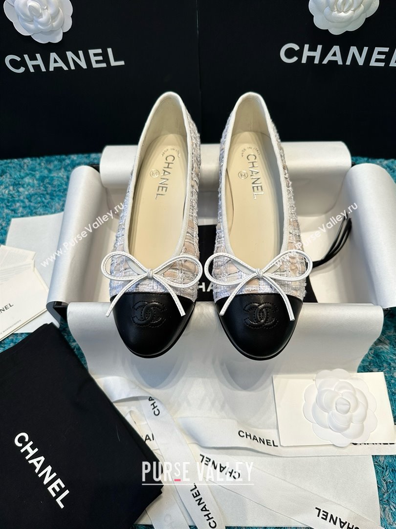 Chanel Tweed Lambskin Ballet Flats CHB070728 Beige/Black 2025 (MD-25070728)