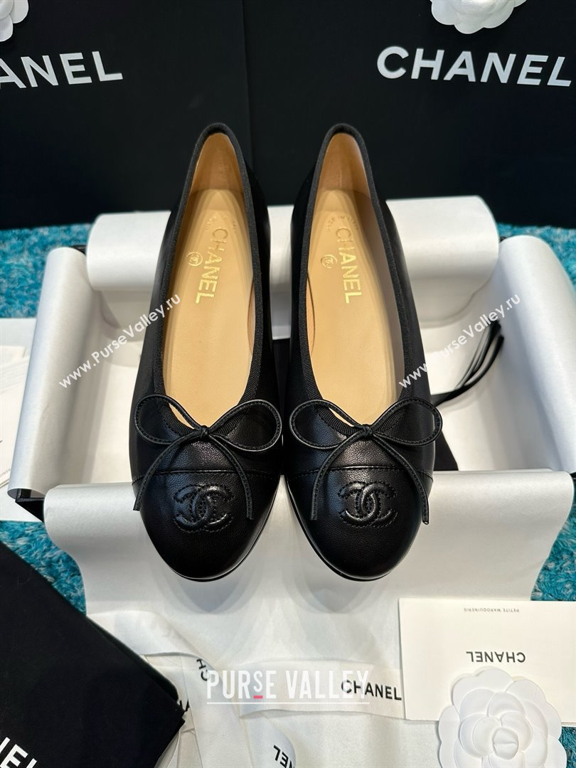 Chanel Lambskin Ballet Flats CHB070731 Black 2025 (MD-25070731)