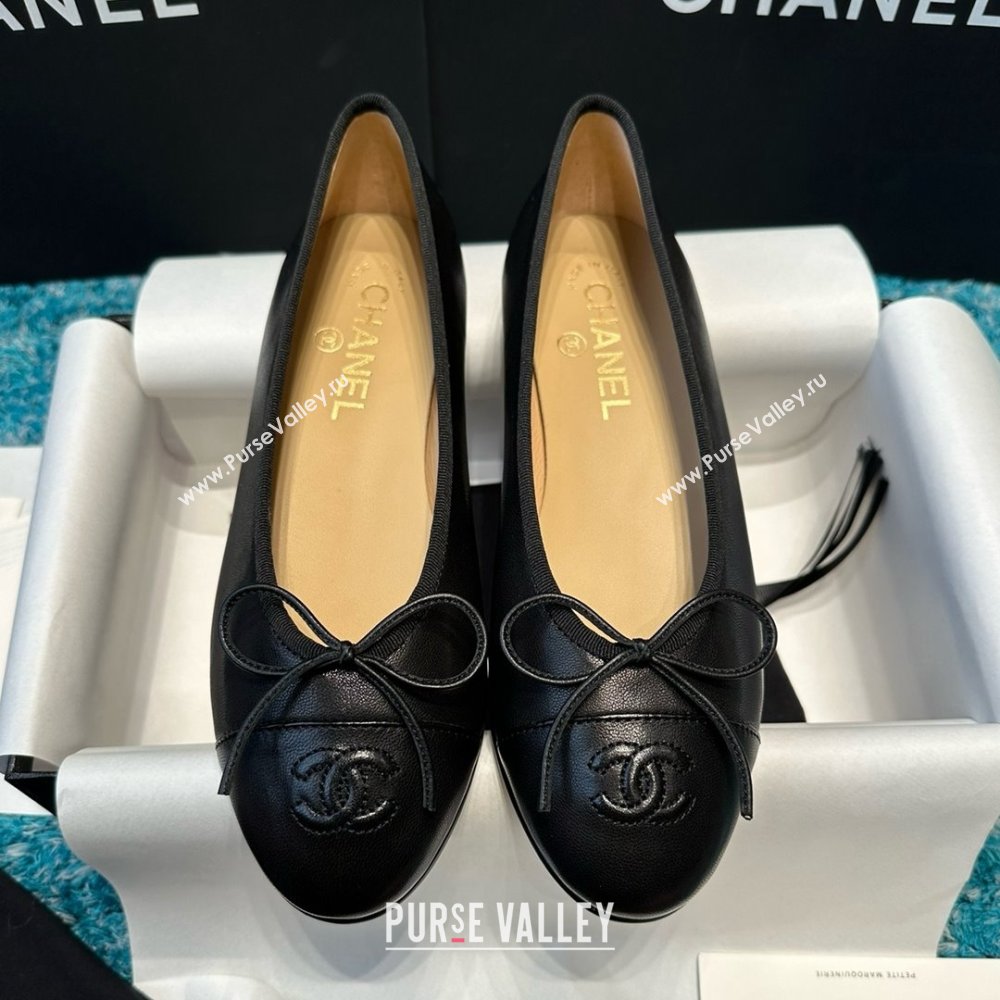 Chanel Lambskin Ballet Flats CHB070731 Black 2025 (MD-25070731)