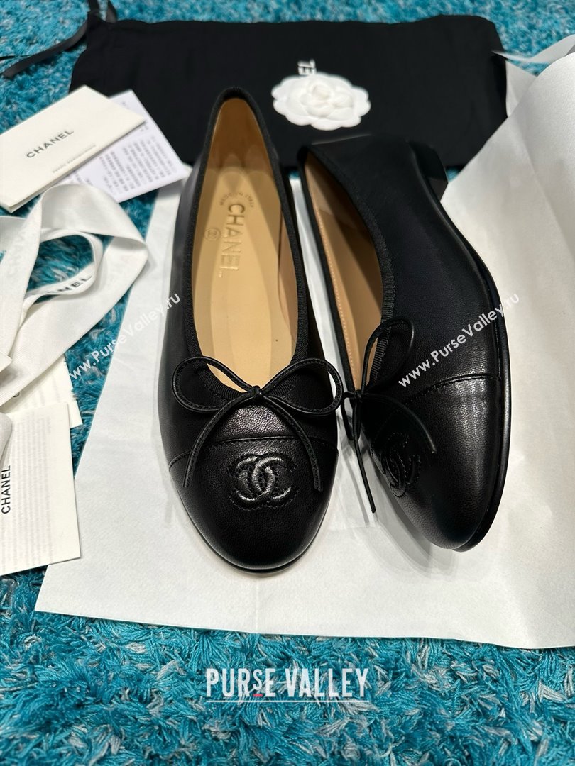 Chanel Lambskin Ballet Flats CHB070731 Black 2025 (MD-25070731)