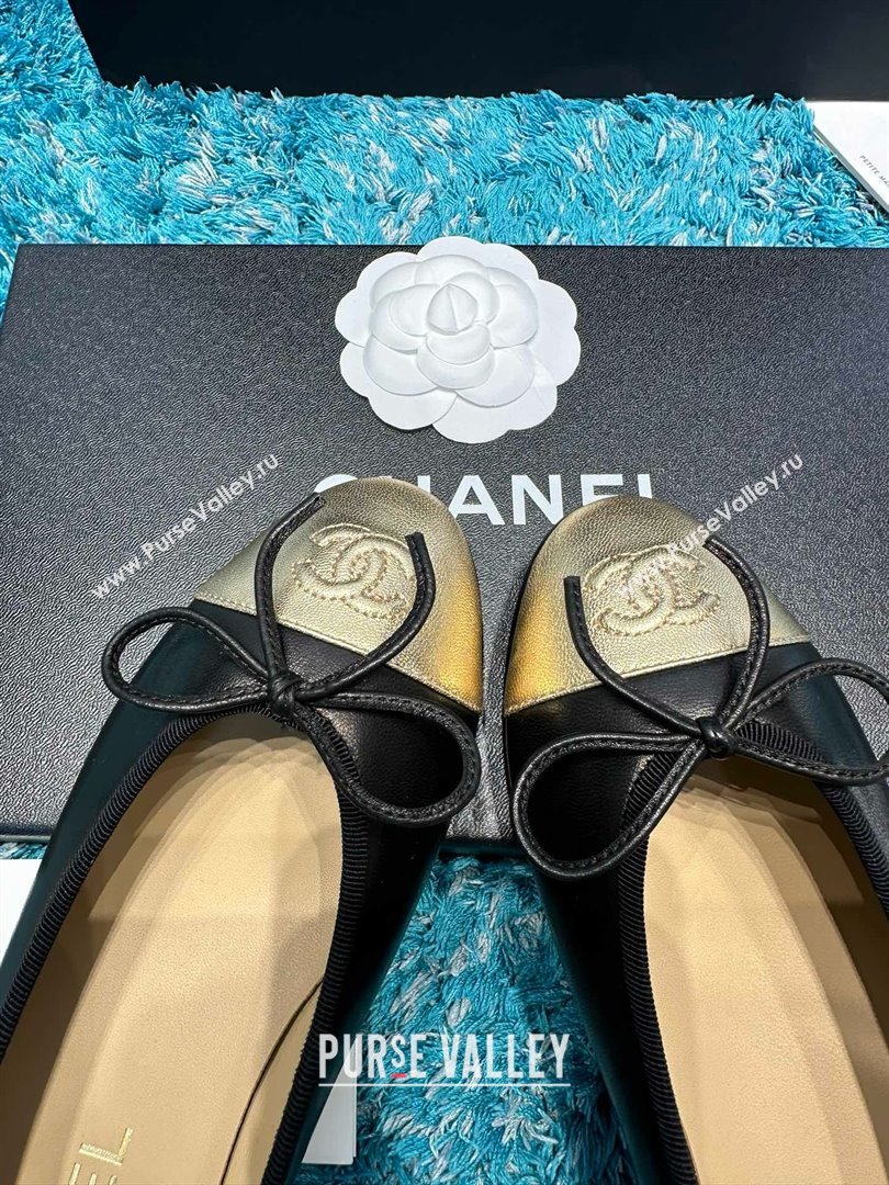 Chanel Lambskin Ballet Flats CHB070732 Black/Gold 2025 (MD-25070732)