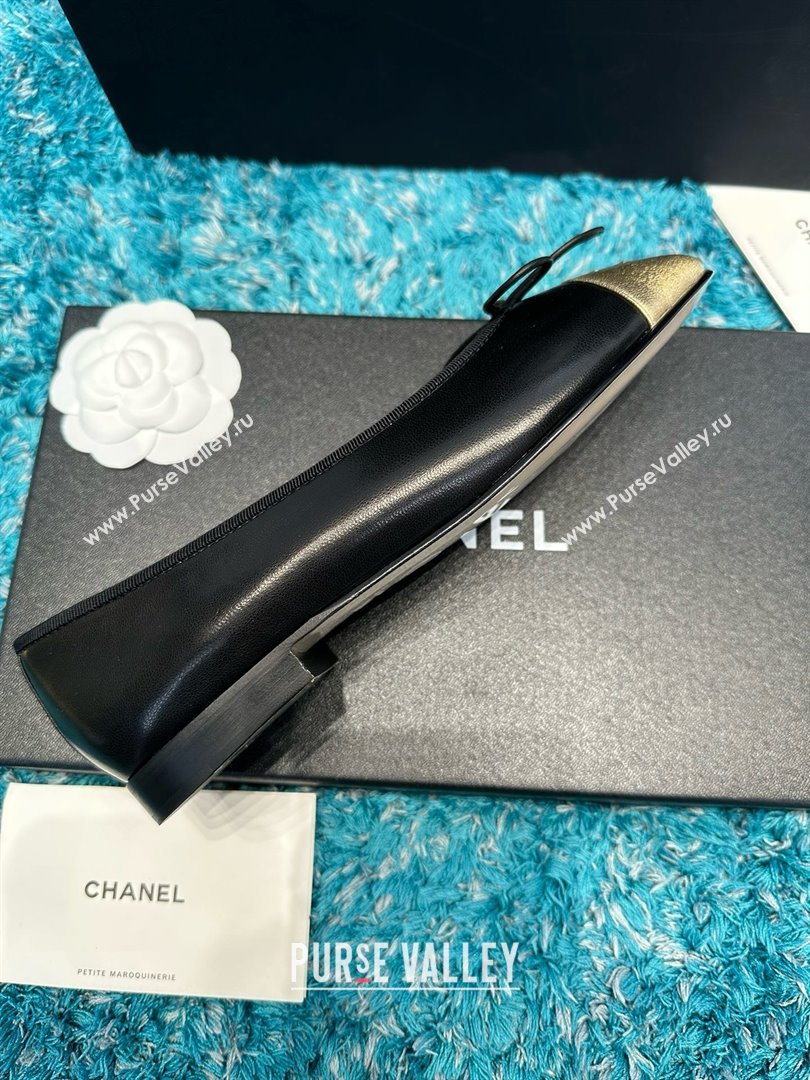 Chanel Lambskin Ballet Flats CHB070732 Black/Gold 2025 (MD-25070732)