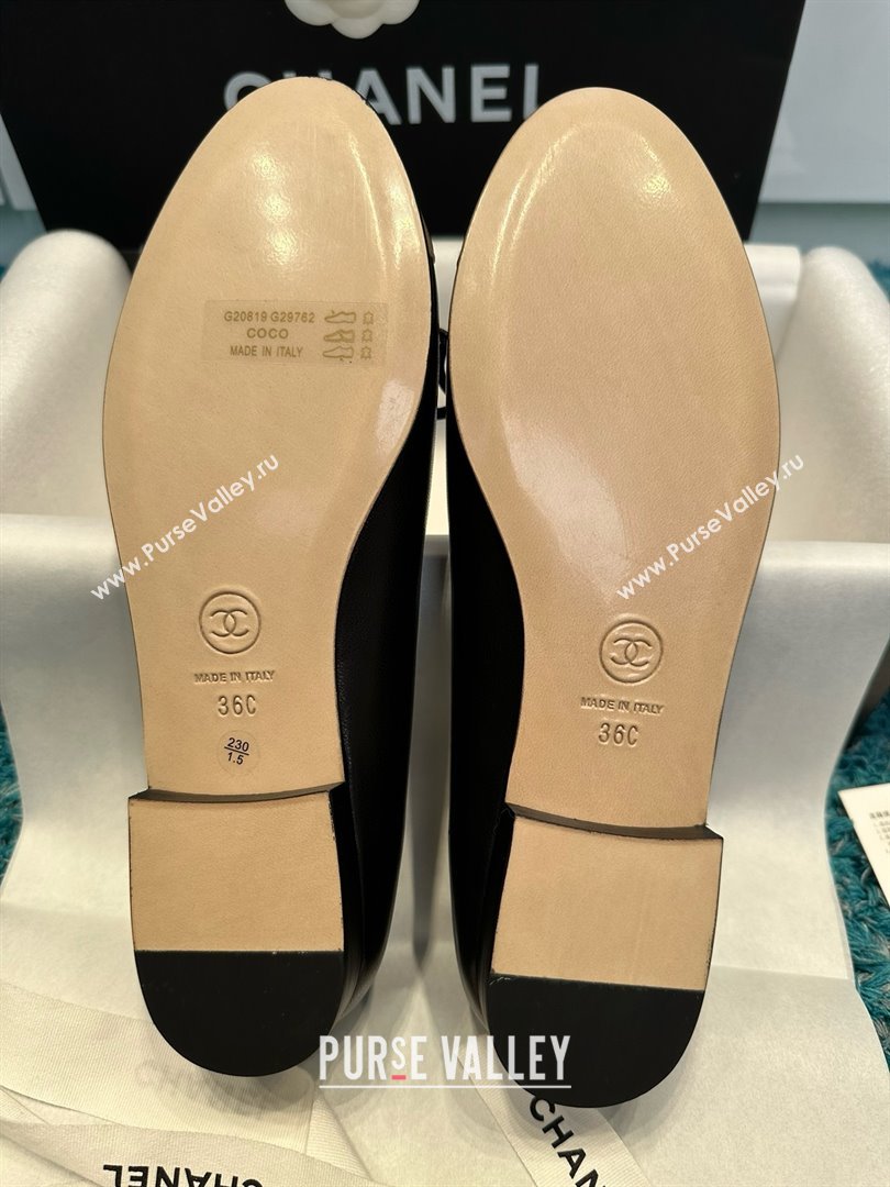 Chanel Lambskin Ballet Flats CHB070732 Black/Gold 2025 (MD-25070732)