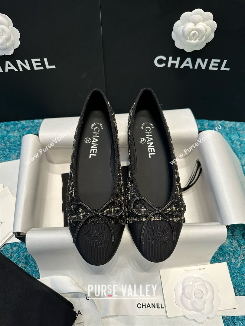 Chanel Tweed Grosgrain Ballet Flats CHB070705 Black 2025 (MD-25070705)