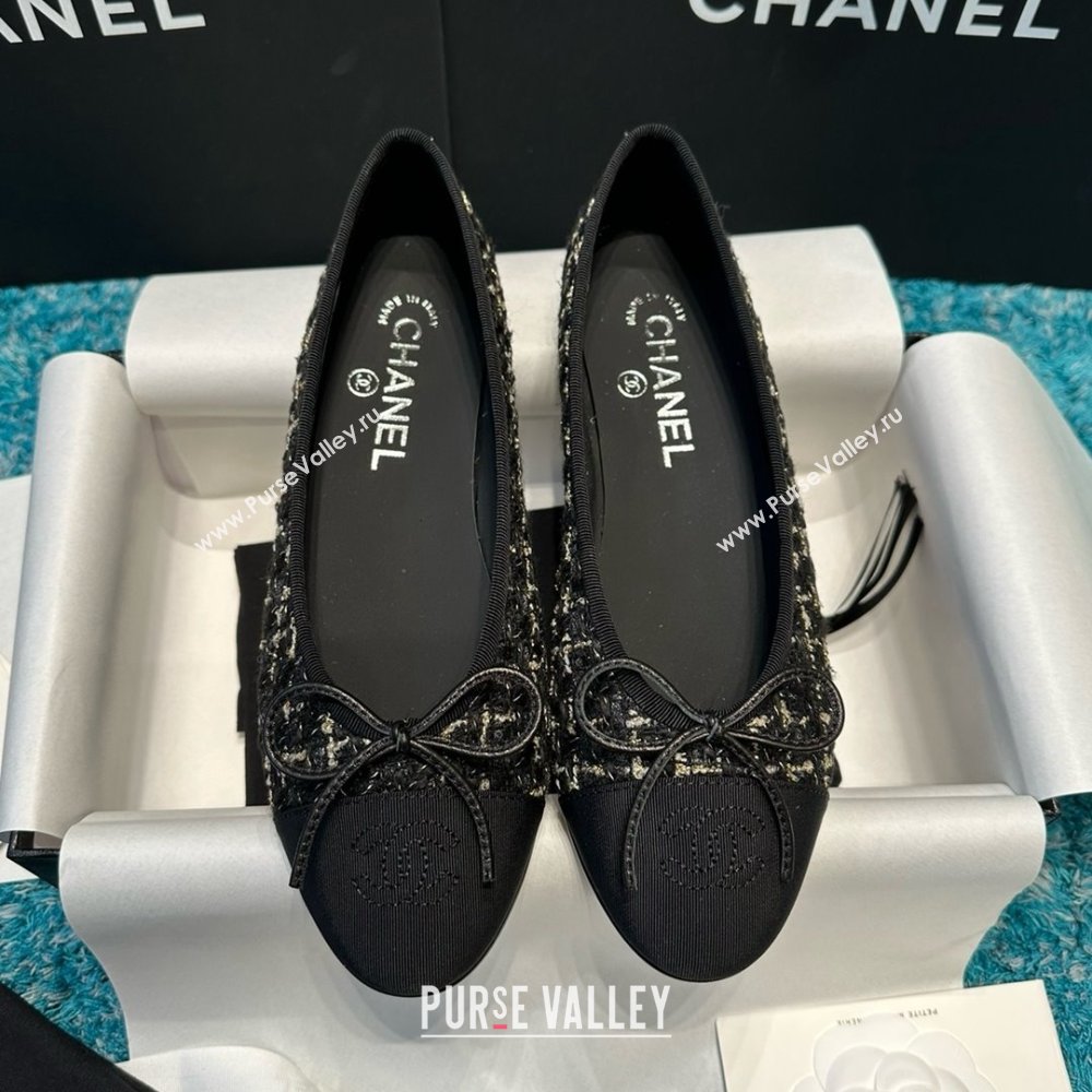 Chanel Tweed Grosgrain Ballet Flats CHB070705 Black 2025 (MD-25070705)