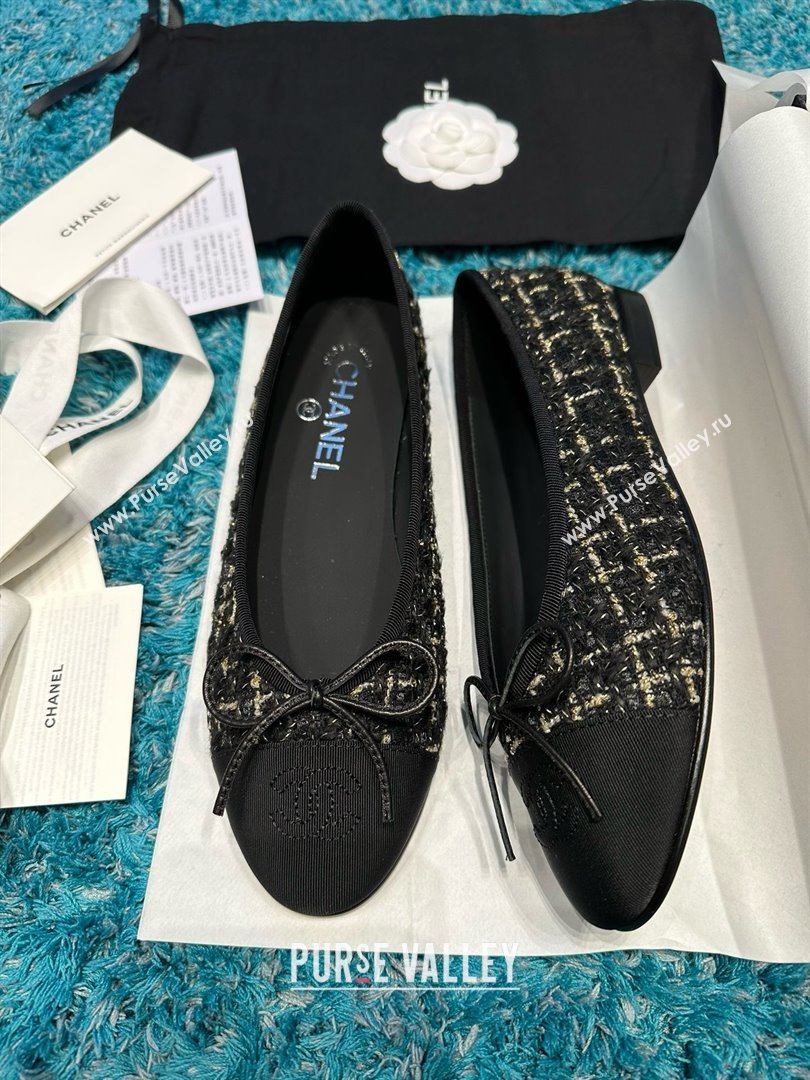 Chanel Tweed Grosgrain Ballet Flats CHB070705 Black 2025 (MD-25070705)