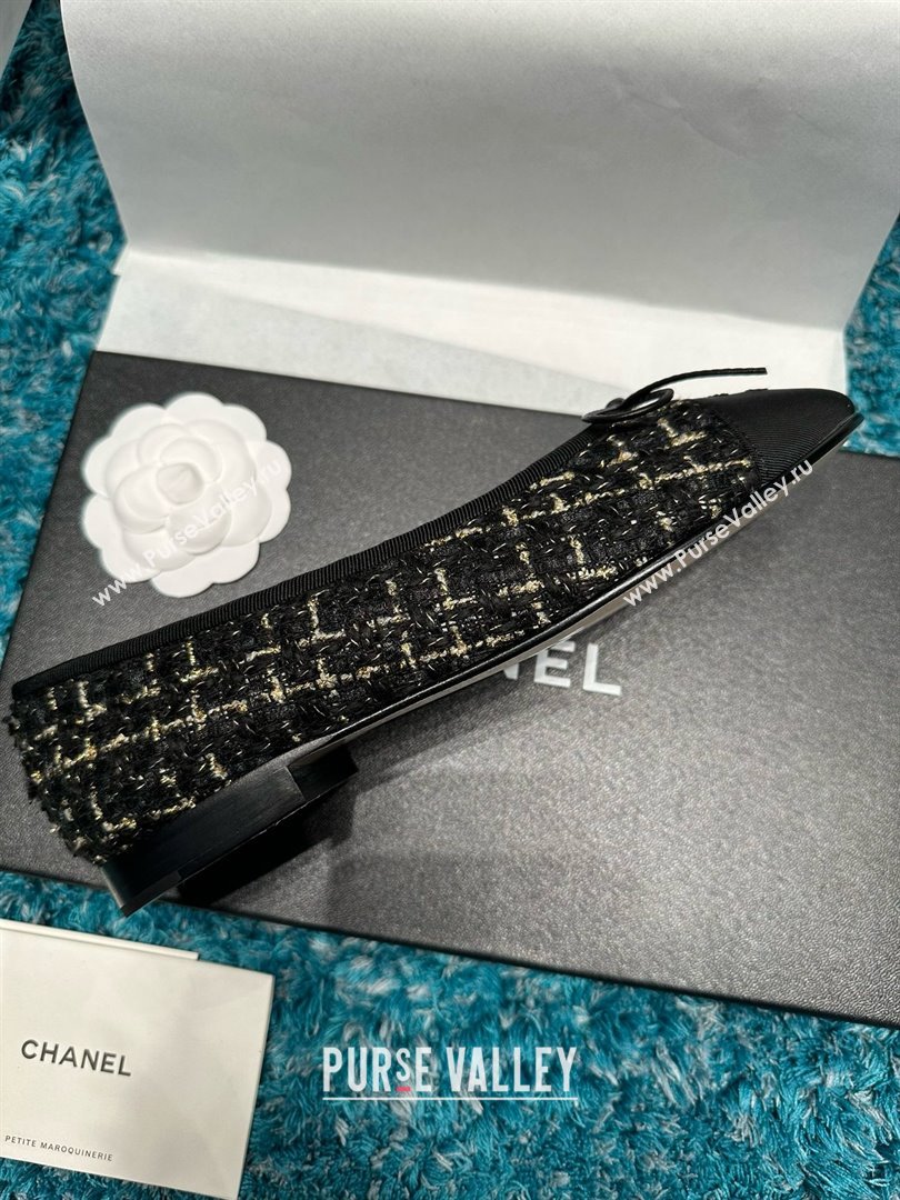 Chanel Tweed Grosgrain Ballet Flats CHB070705 Black 2025 (MD-25070705)