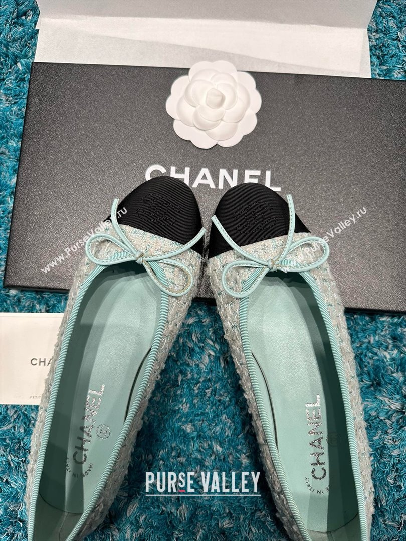 Chanel Tweed Grosgrain Ballet Flats CHB070701 Green 2025 (MD-25070701)