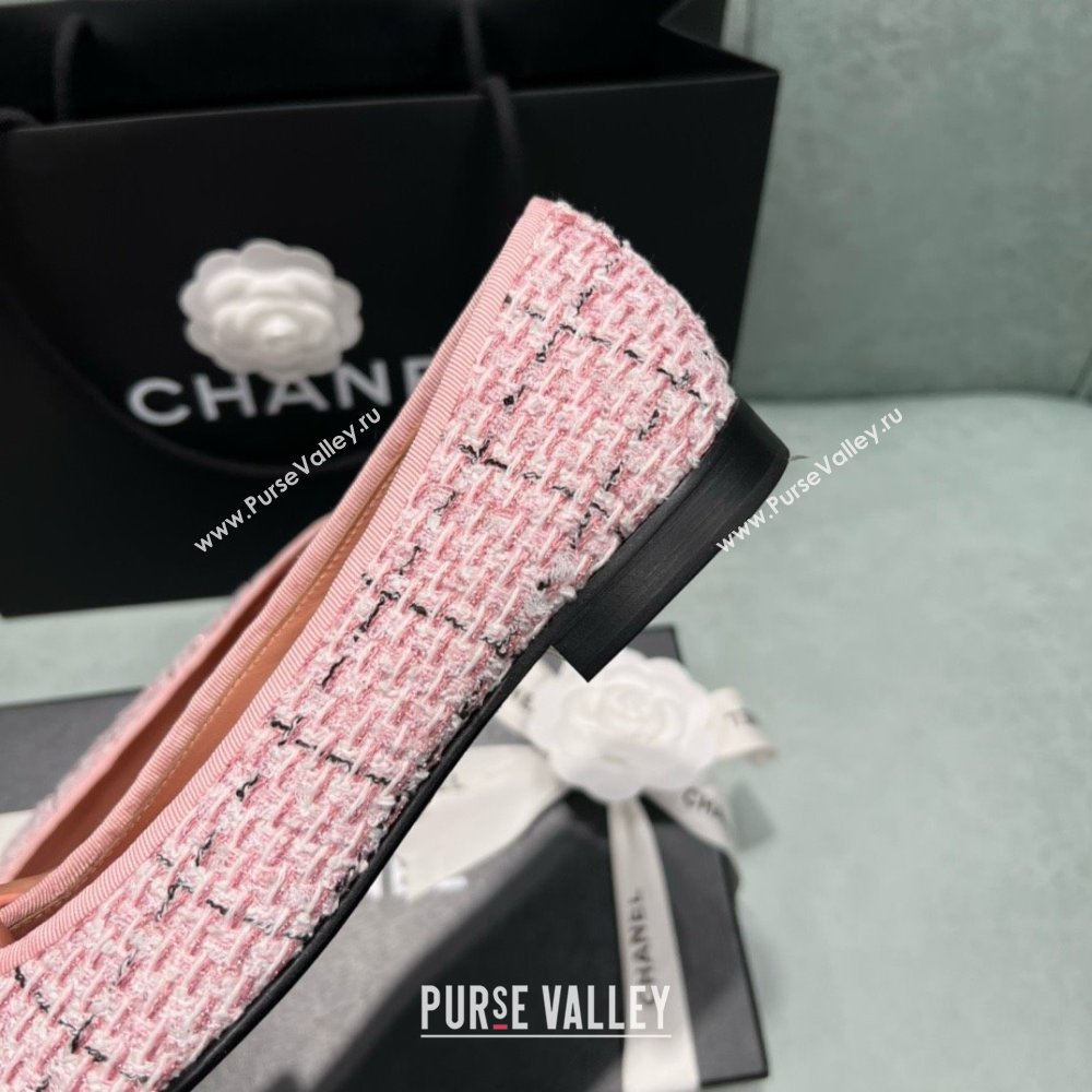 Chanel Tweed Grosgrain Ballet Flats CHB070706 Pink/Black 2025 (MD-25070706)