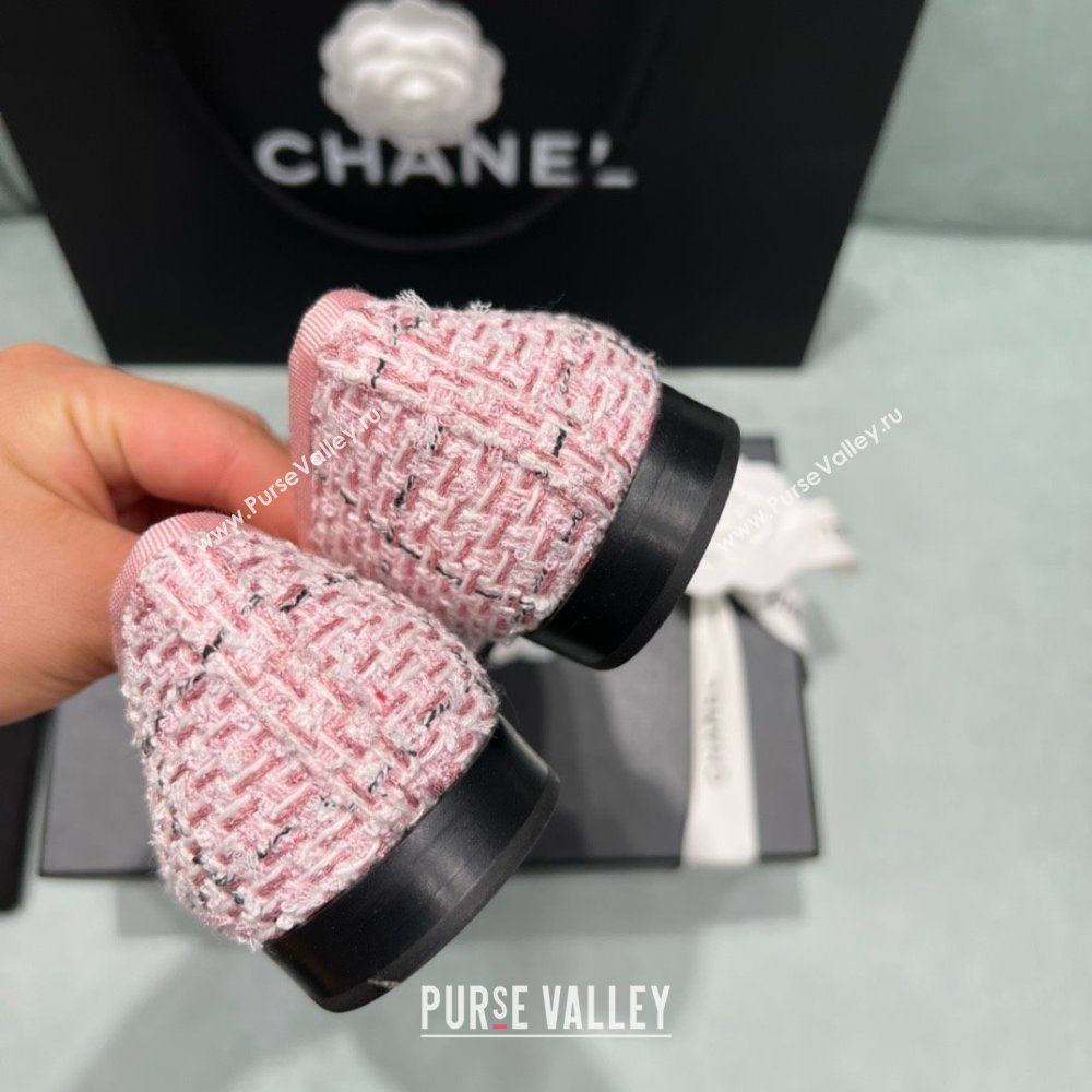 Chanel Tweed Grosgrain Ballet Flats CHB070706 Pink/Black 2025 (MD-25070706)