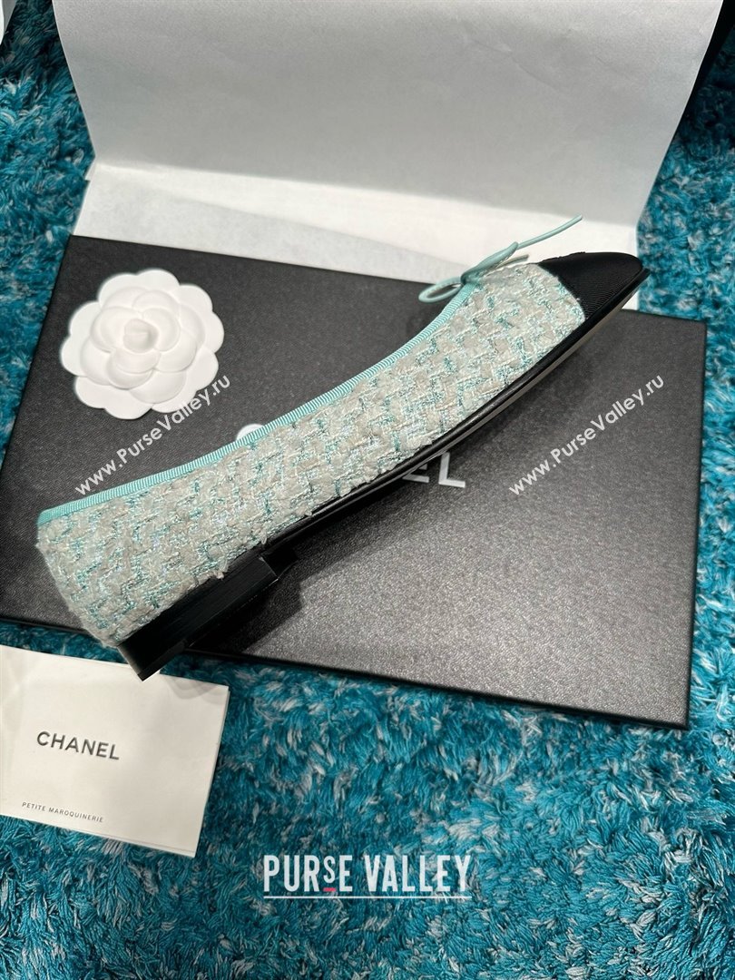 Chanel Tweed Grosgrain Ballet Flats CHB070701 Green 2025 (MD-25070701)
