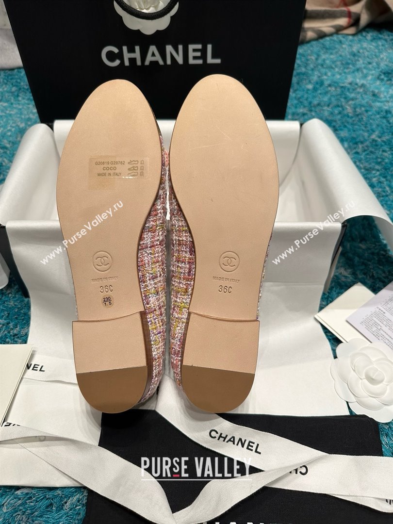 Chanel Tweed Leather Ballet Flats CHB070707 Pink/Gold 2025 (MD-25070707)