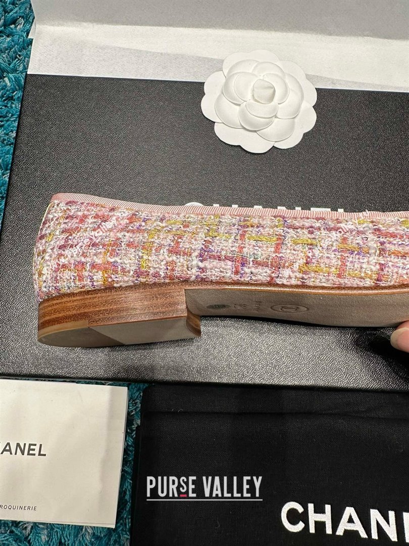 Chanel Tweed Leather Ballet Flats CHB070707 Pink/Gold 2025 (MD-25070707)
