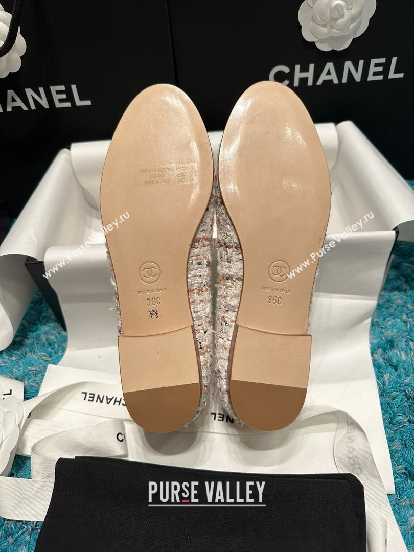 Chanel Tweed Leather Ballet Flats CHB070708 White 2025 (MD-25070708)