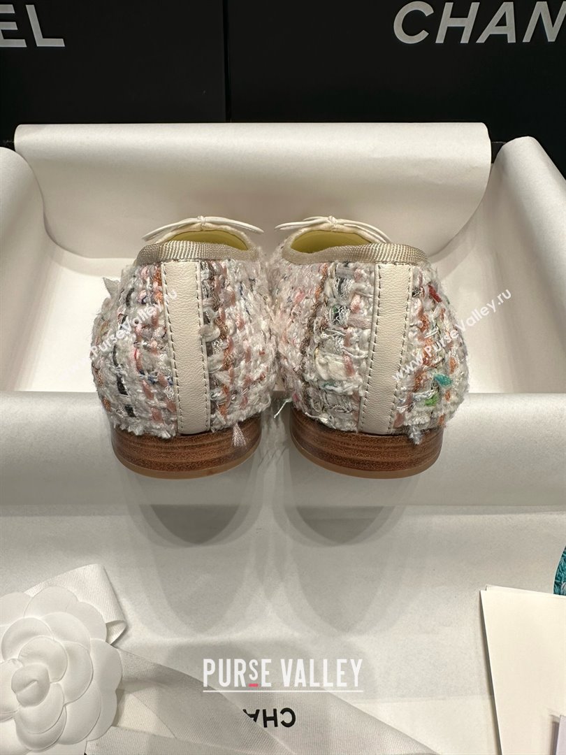 Chanel Tweed Leather Ballet Flats CHB070708 White 2025 (MD-25070708)