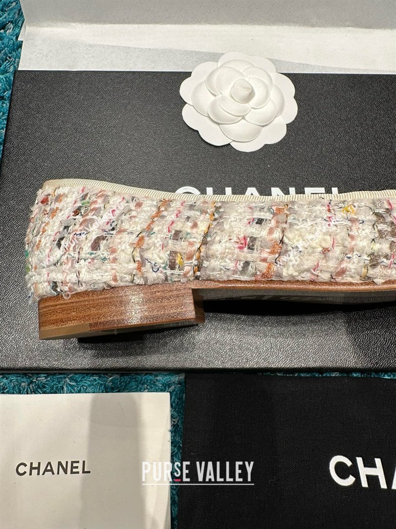 Chanel Tweed Leather Ballet Flats CHB070708 White 2025 (MD-25070708)