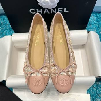 Chanel Tweed Leather Ballet Flats CHB070709 Pink 2025 (MD-25070709)