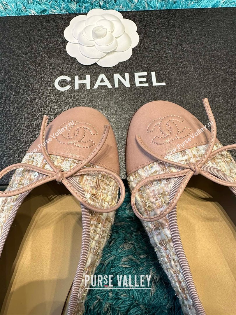 Chanel Tweed Leather Ballet Flats CHB070709 Pink 2025 (MD-25070709)