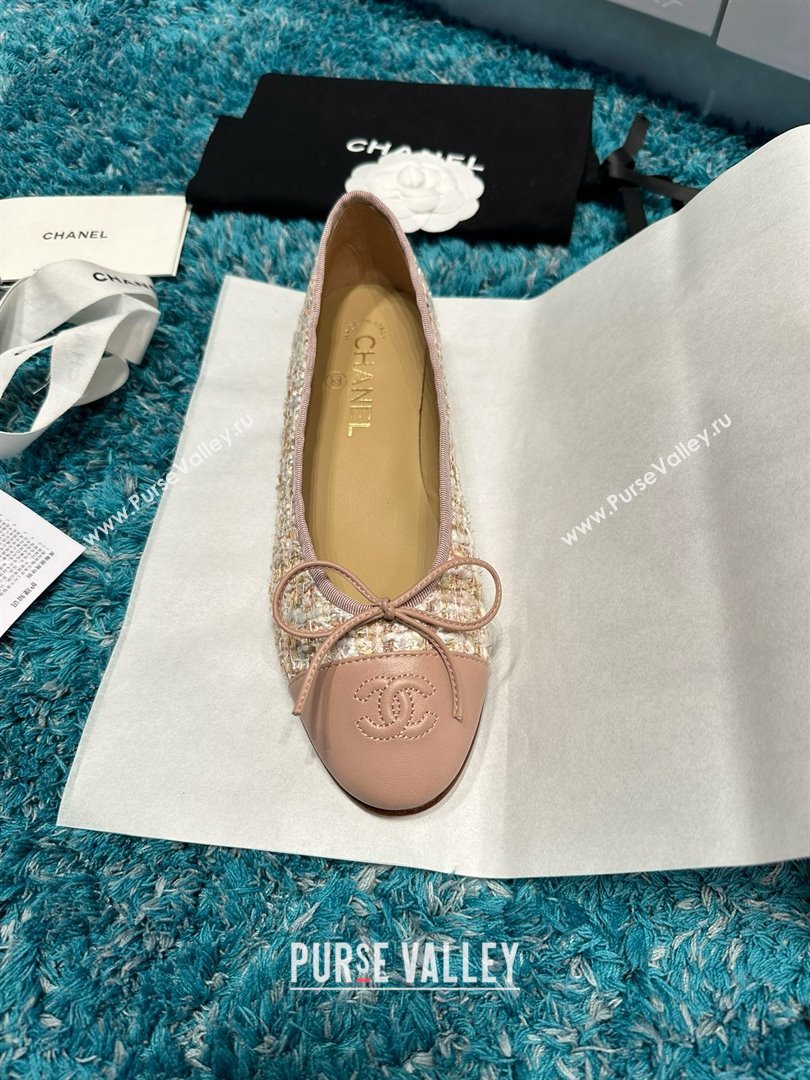 Chanel Tweed Leather Ballet Flats CHB070709 Pink 2025 (MD-25070709)