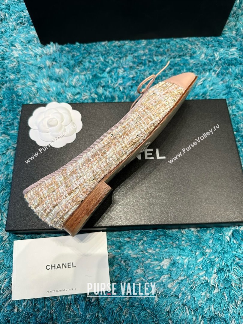 Chanel Tweed Leather Ballet Flats CHB070709 Pink 2025 (MD-25070709)