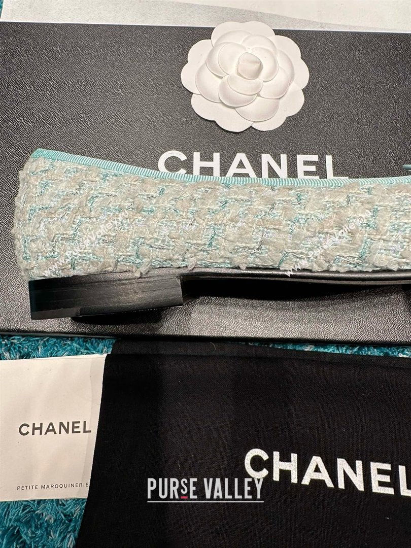 Chanel Tweed Grosgrain Ballet Flats CHB070701 Green 2025 (MD-25070701)