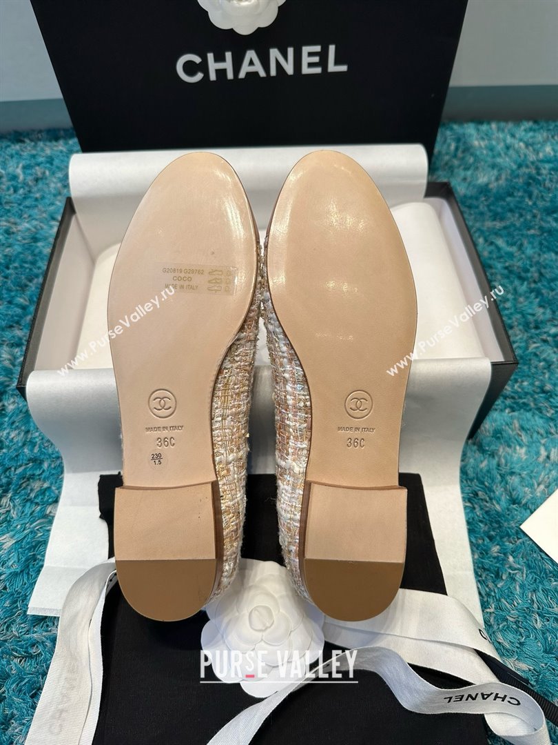 Chanel Tweed Leather Ballet Flats CHB070709 Pink 2025 (MD-25070709)