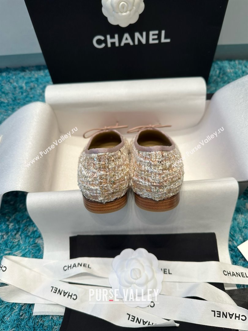 Chanel Tweed Leather Ballet Flats CHB070709 Pink 2025 (MD-25070709)