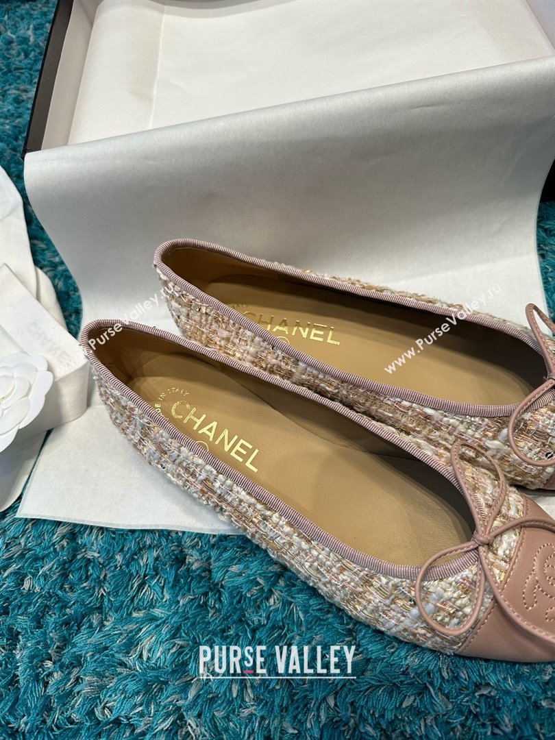 Chanel Tweed Leather Ballet Flats CHB070709 Pink 2025 (MD-25070709)