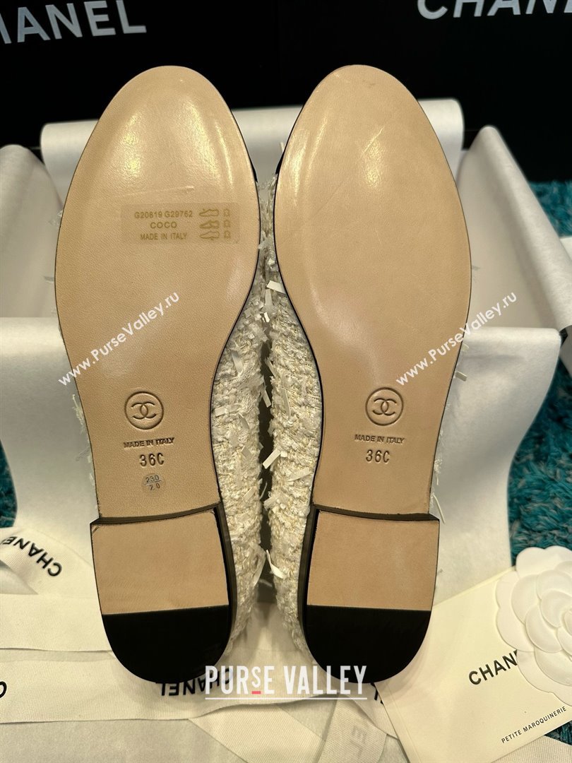 Chanel Tweed Grosgrain Ballet Flats CHB070710 White 2025 (MD-25070710)