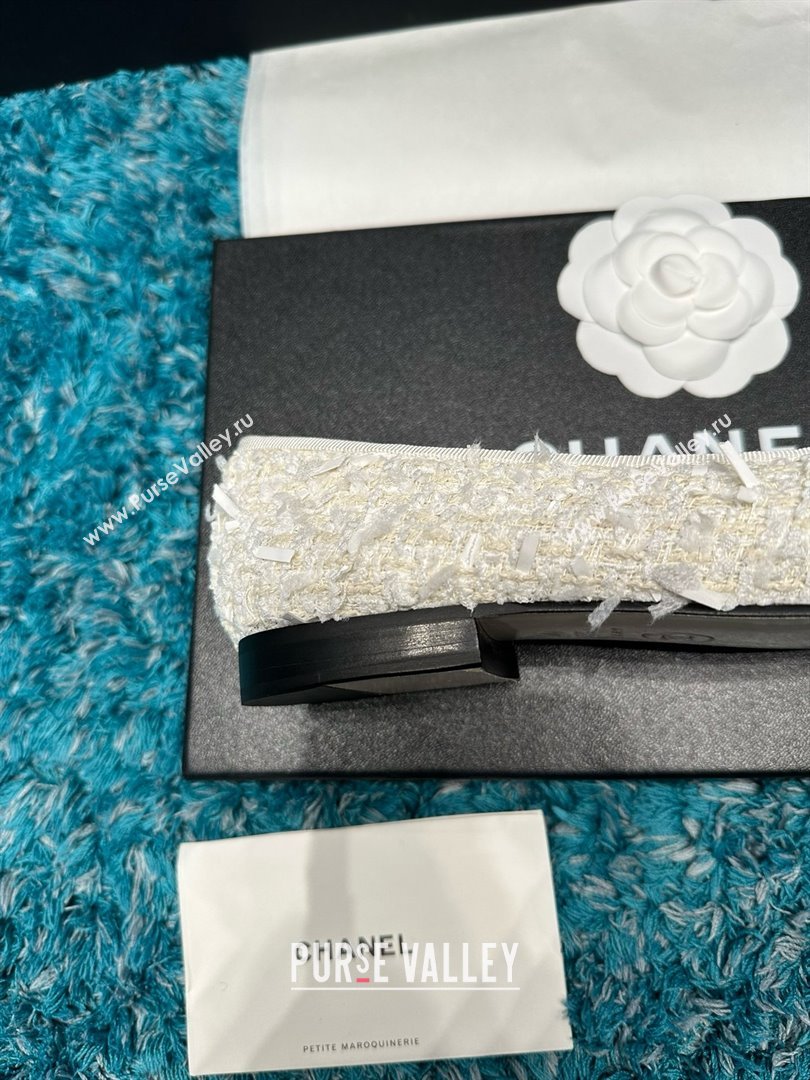 Chanel Tweed Grosgrain Ballet Flats CHB070710 White 2025 (MD-25070710)