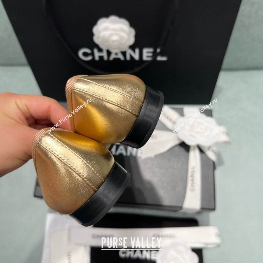 Chanel Grosgrain Lambskin Ballet Flats CHB070713 Black/Gold 2025 (MD-25070713)