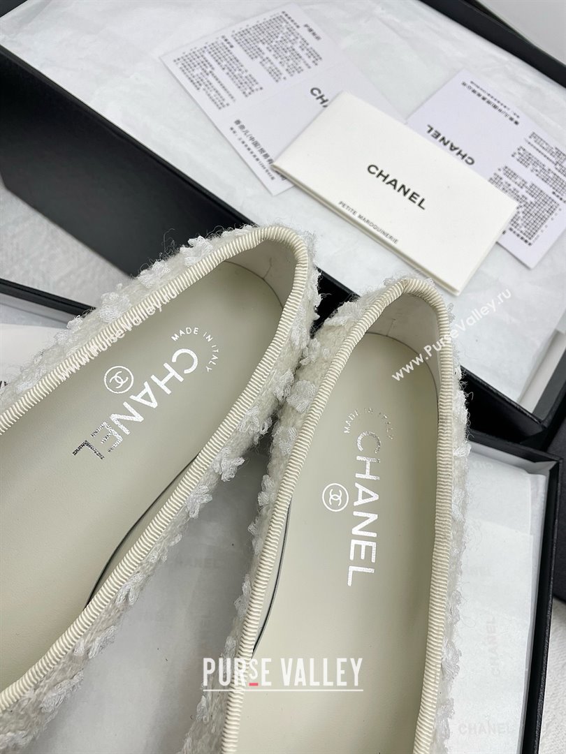 Chanel Tweed Patent Leather Ballet Flats Black/White 2025 (KL-25071009)