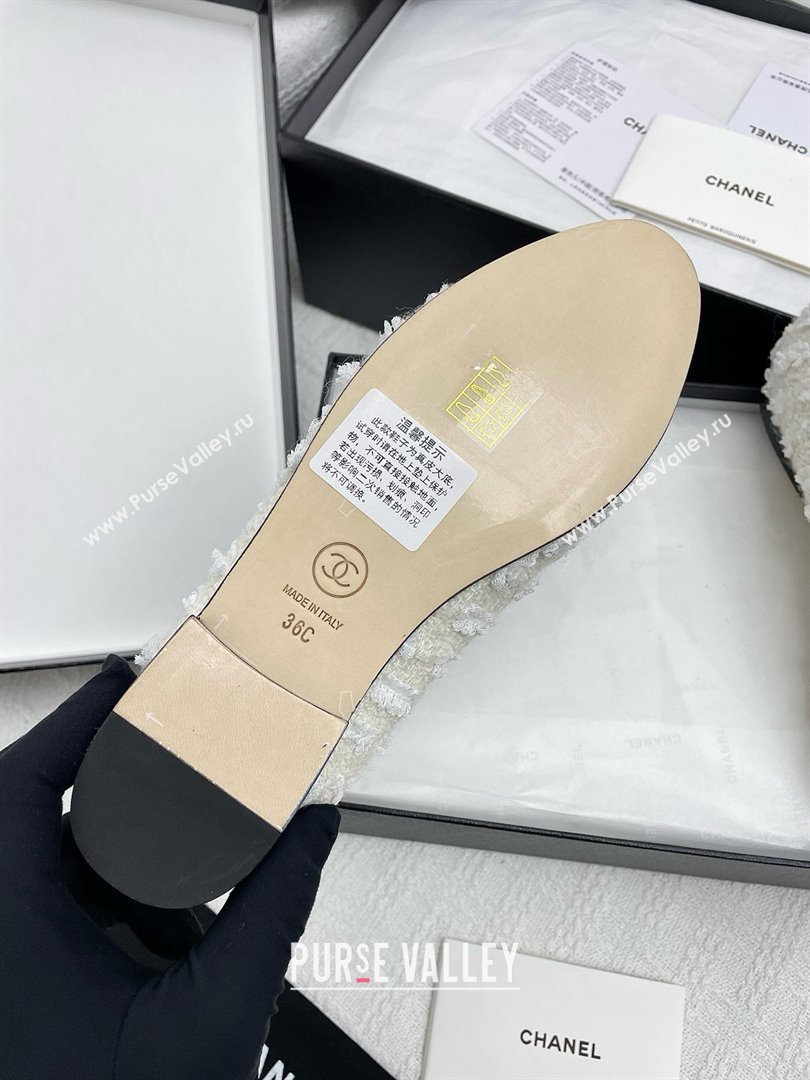 Chanel Tweed Patent Leather Ballet Flats Black/White 2025 (KL-25071009)