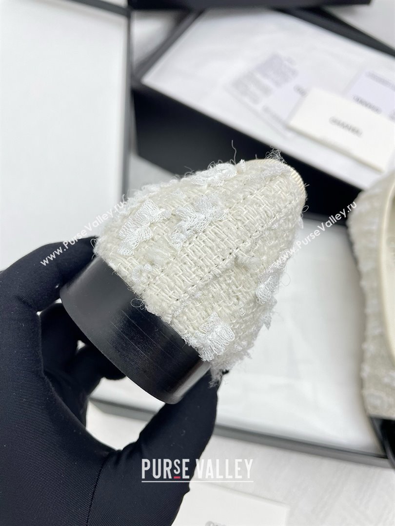 Chanel Tweed Patent Leather Ballet Flats Black/White 2025 (KL-25071009)