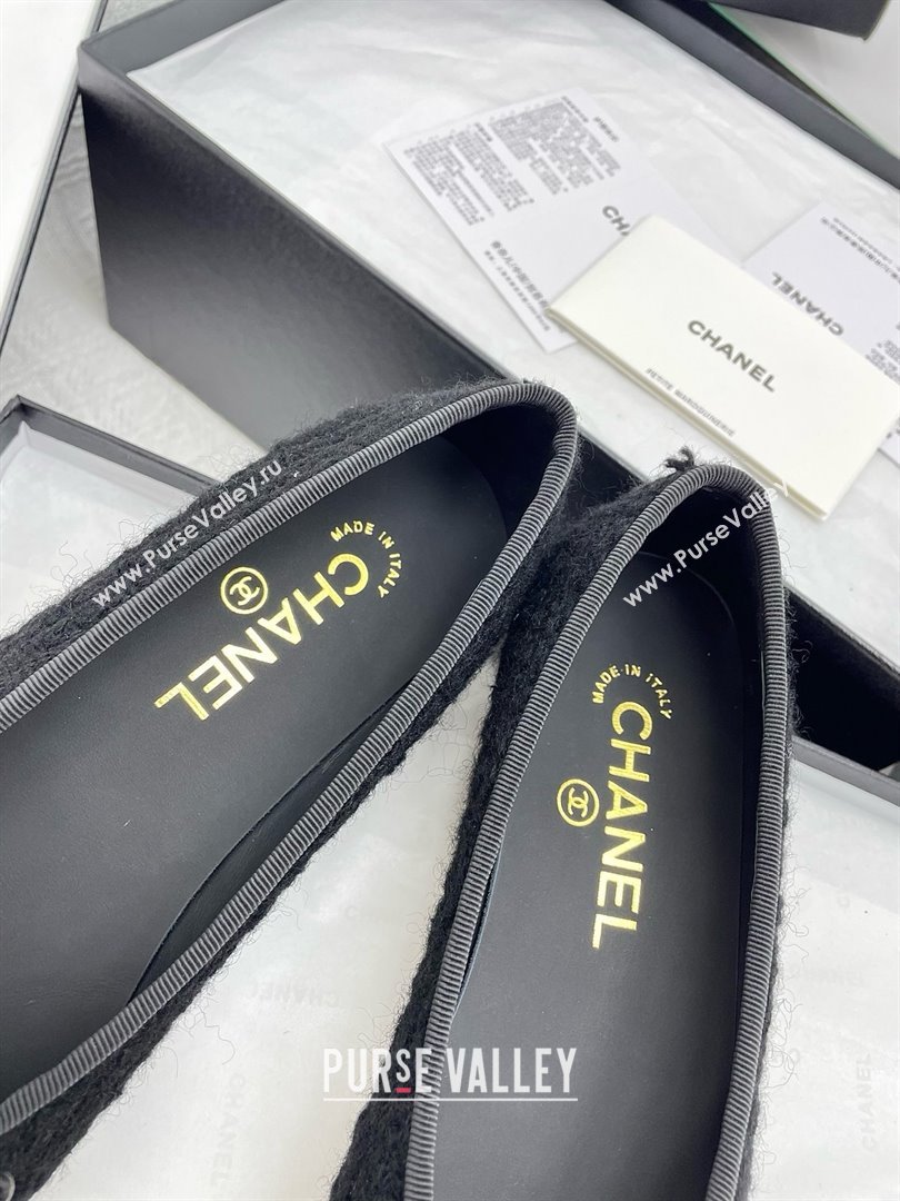 Chanel Tweed Grosgrain Ballet Flats CNB71012 Black 2025 (KL-25071012)