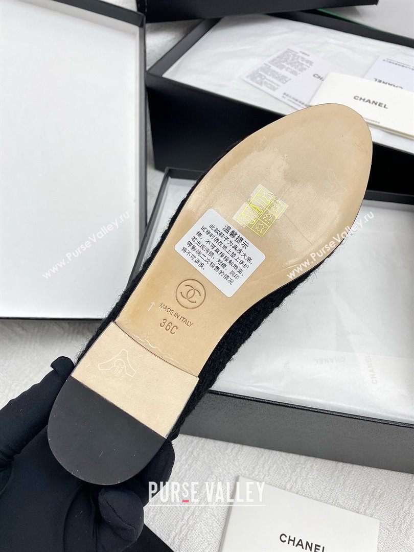 Chanel Tweed Grosgrain Ballet Flats CNB71012 Black 2025 (KL-25071012)