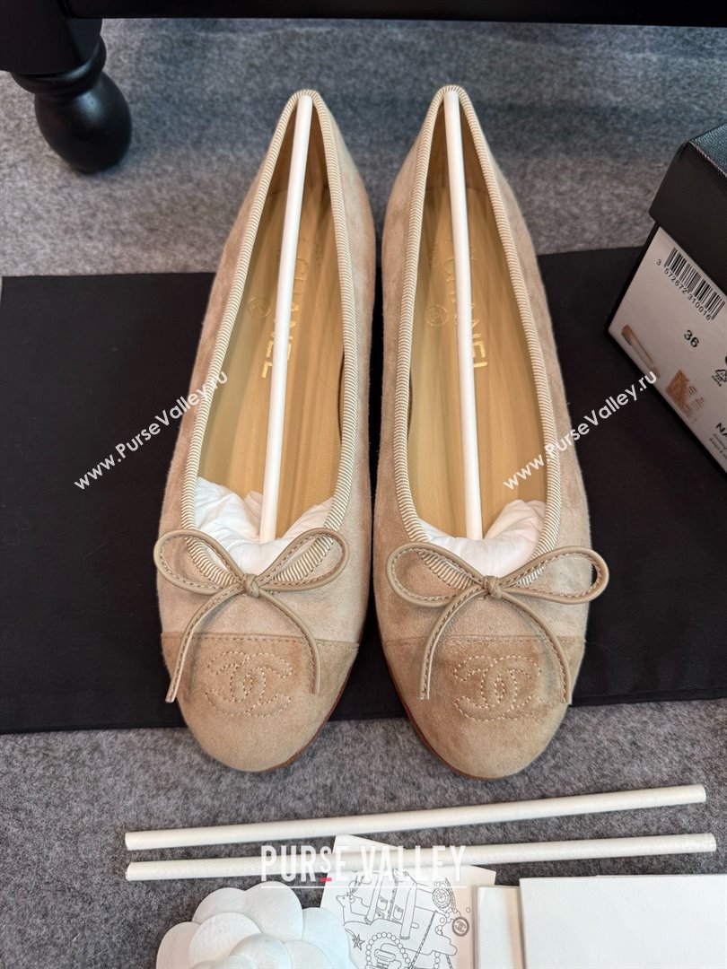 Chanel Suede Classic Ballerinas CHB070901 Beige 2025 (MD-25070901)