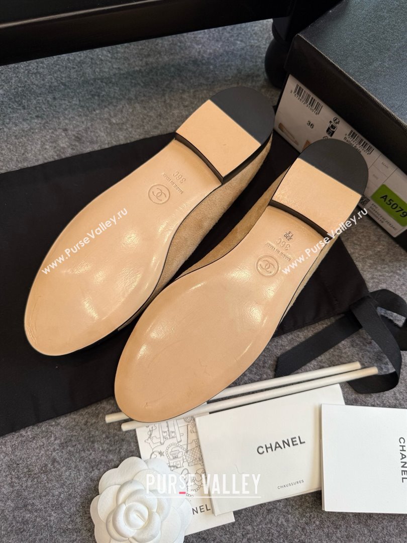 Chanel Suede Classic Ballerinas CHB070904 Beige/Black 2025 (MD-25070904)