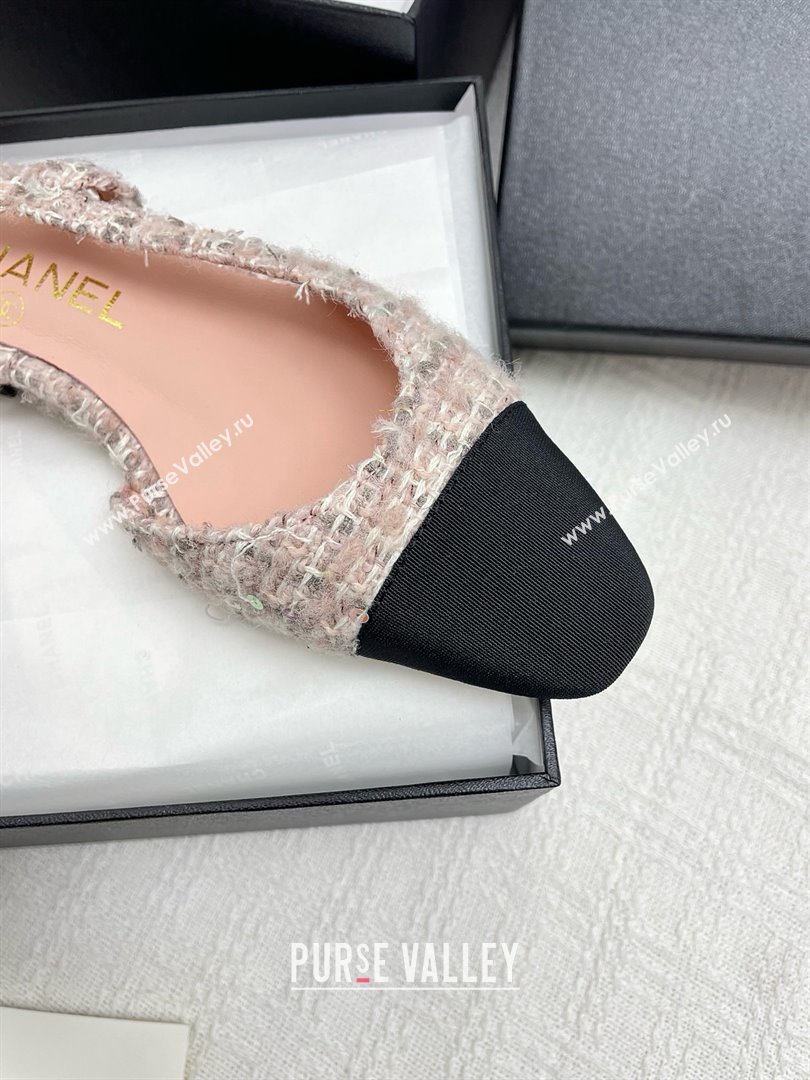 Chanel Tweed Grosgrain Slingbacks Flats G31319 Pink 2025 (KL-25071001)